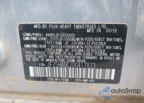 2013 Subaru Forester 2.5X Premium z USA, uszkodzony, nr VIN JF2SHADC2DG417873